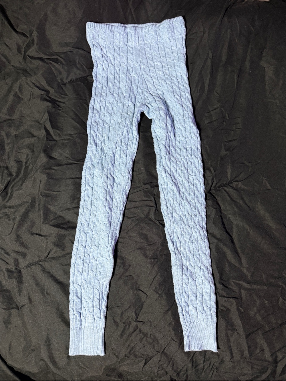 Light blue braided knit leggings
